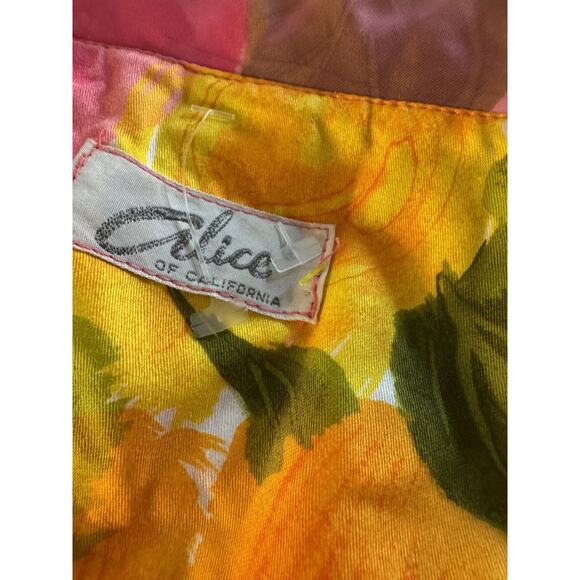 UNIQUE! Vintage Alice of California CHIFFON CAPE OVERLAY FLORAL DRESS SZ M/L - Picture 5 of 6